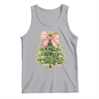 Coquette Bow Christmas Tank Top Cute Teacher Xmas Tree Pink - Wonder Print Shop