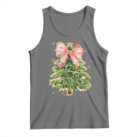 Coquette Bow Christmas Tank Top Cute Teacher Xmas Tree Pink - Wonder Print Shop