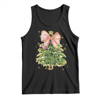 Coquette Bow Christmas Tank Top Cute Teacher Xmas Tree Pink - Wonder Print Shop