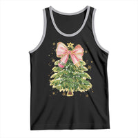 Coquette Bow Christmas Tank Top Cute Teacher Xmas Tree Pink - Wonder Print Shop
