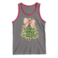Coquette Bow Christmas Tank Top Cute Teacher Xmas Tree Pink - Wonder Print Shop