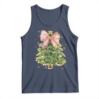 Coquette Bow Christmas Tank Top Cute Teacher Xmas Tree Pink - Wonder Print Shop