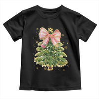Coquette Bow Christmas Toddler T Shirt Cute Teacher Xmas Tree Pink - Wonder Print Shop