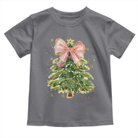 Coquette Bow Christmas Toddler T Shirt Cute Teacher Xmas Tree Pink - Wonder Print Shop
