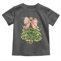 Coquette Bow Christmas Toddler T Shirt Cute Teacher Xmas Tree Pink - Wonder Print Shop