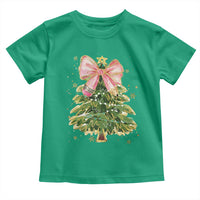 Coquette Bow Christmas Toddler T Shirt Cute Teacher Xmas Tree Pink - Wonder Print Shop