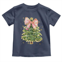 Coquette Bow Christmas Toddler T Shirt Cute Teacher Xmas Tree Pink - Wonder Print Shop