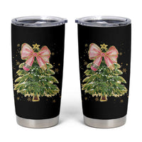 Coquette Bow Christmas Tumbler Cup Cute Teacher Xmas Tree Pink - Wonder Print Shop