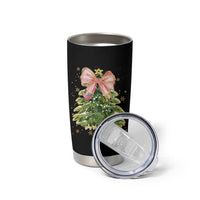 Coquette Bow Christmas Tumbler Cup Cute Teacher Xmas Tree Pink - Wonder Print Shop