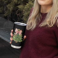 Coquette Bow Christmas Tumbler Cup Cute Teacher Xmas Tree Pink - Wonder Print Shop