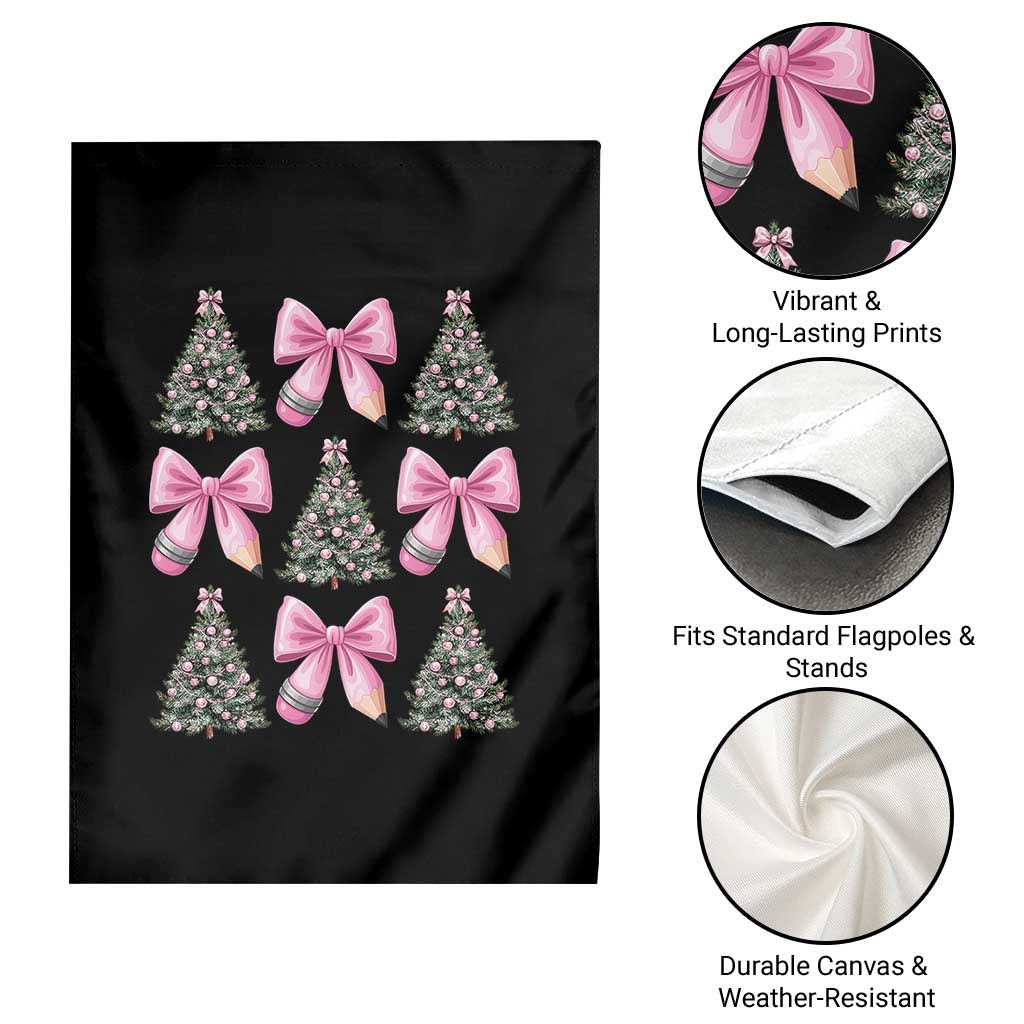 Coquette Bow Christmas Garden Flag Girly Xmas Tree Teacher Pencil Bow - Wonder Print Shop