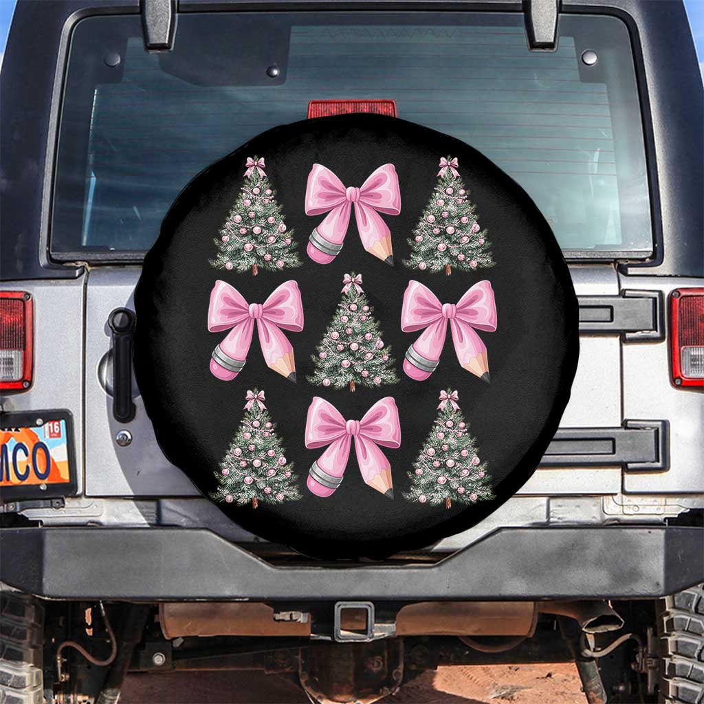 Coquette Bow Christmas Spare Tire Cover Girly Xmas Tree Teacher Pencil Bow - Wonder Print Shop