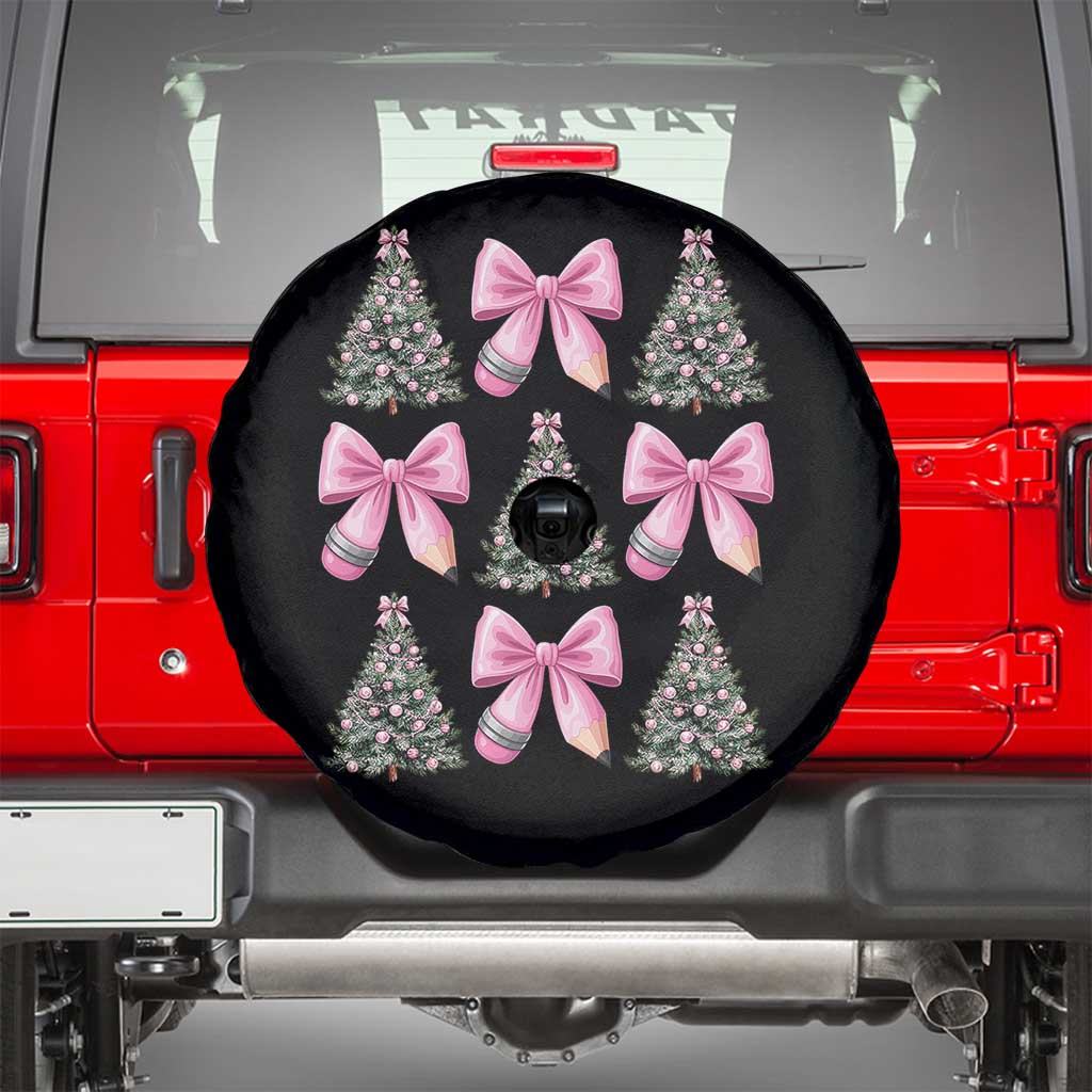 Coquette Bow Christmas Spare Tire Cover Girly Xmas Tree Teacher Pencil Bow - Wonder Print Shop