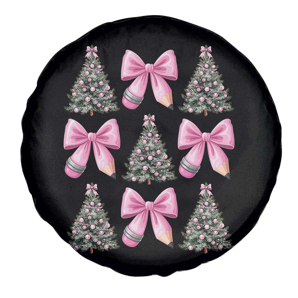 Coquette Bow Christmas Spare Tire Cover Girly Xmas Tree Teacher Pencil Bow - Wonder Print Shop