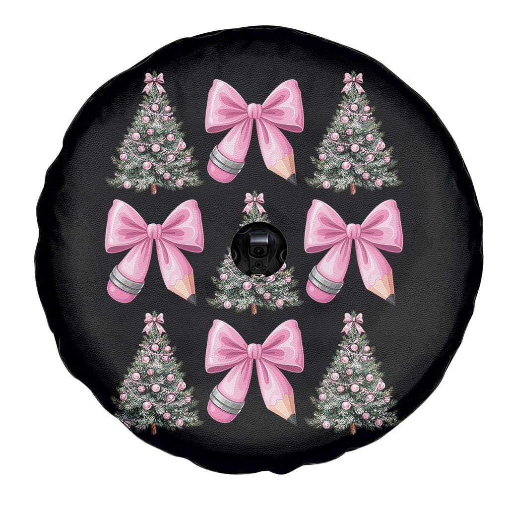 Coquette Bow Christmas Spare Tire Cover Girly Xmas Tree Teacher Pencil Bow - Wonder Print Shop