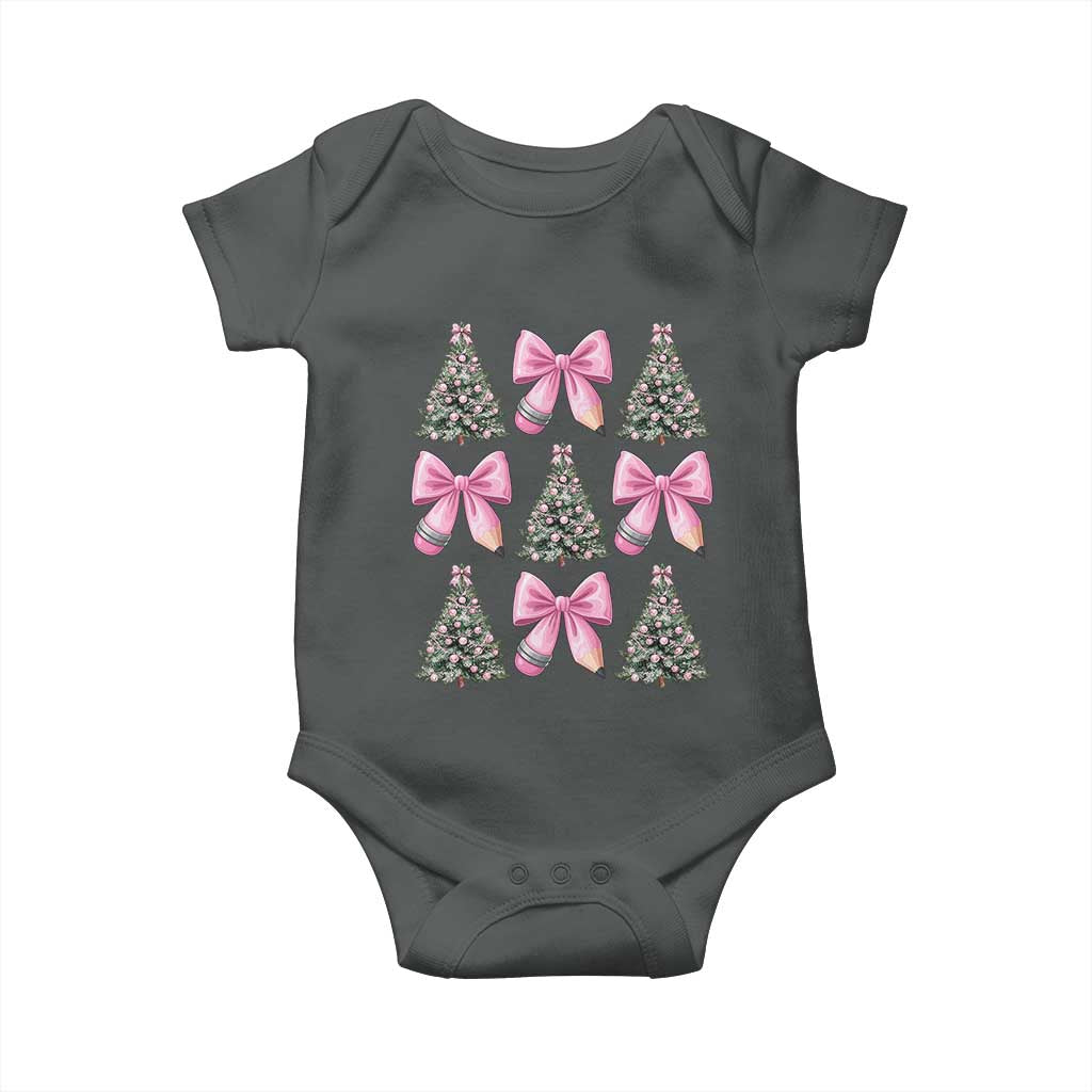 Coquette Bow Christmas Baby Onesie Girly Xmas Tree Teacher Pencil Bow - Wonder Print Shop