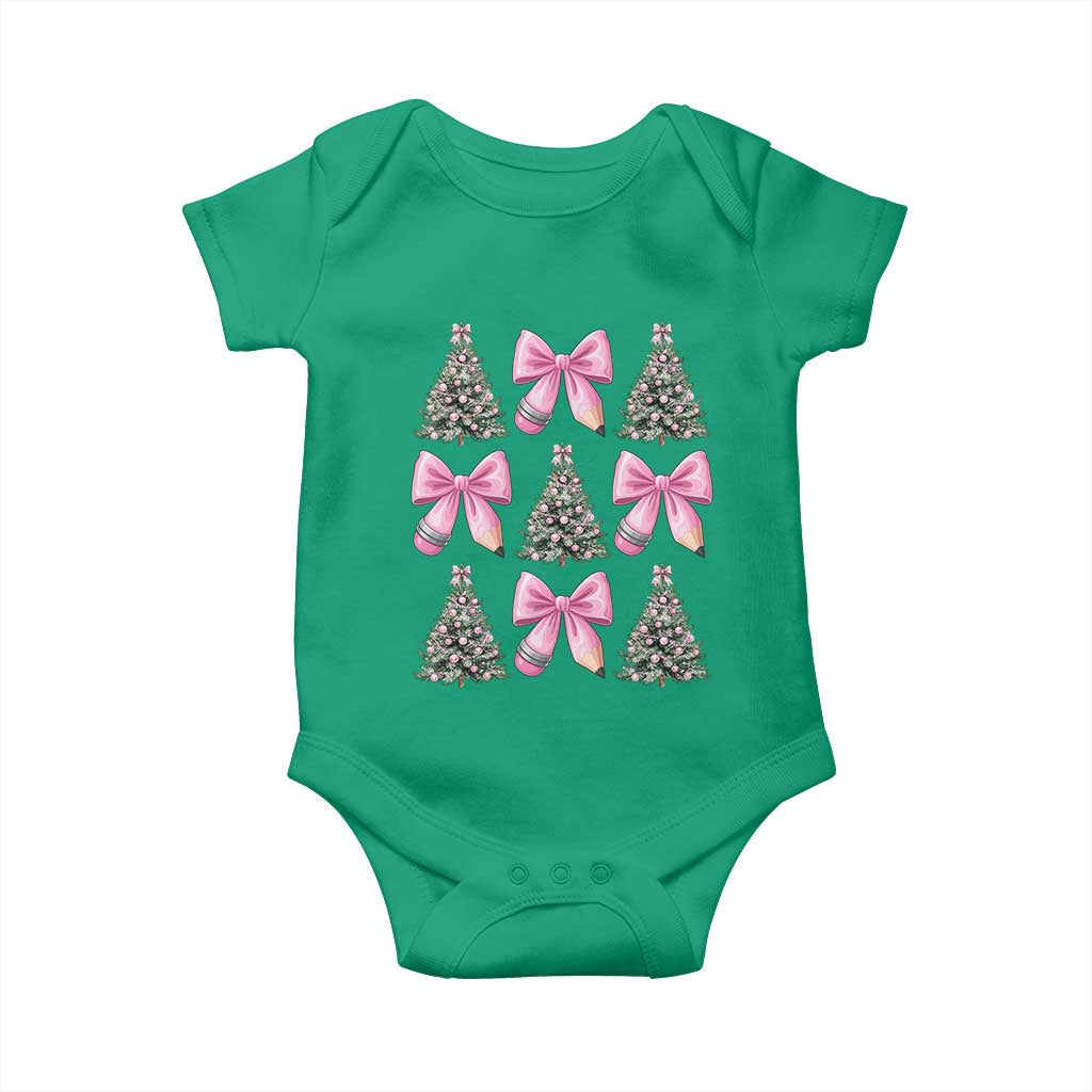 Coquette Bow Christmas Baby Onesie Girly Xmas Tree Teacher Pencil Bow - Wonder Print Shop