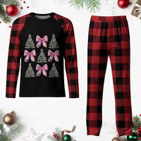 Coquette Bow Christmas Plaid Pajama Set Girly Xmas Tree Teacher Pencil Bow - Wonder Print Shop