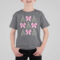 Coquette Bow Christmas T Shirt For Kid Girly Xmas Tree Teacher Pencil Bow - Wonder Print Shop