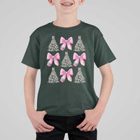 Coquette Bow Christmas T Shirt For Kid Girly Xmas Tree Teacher Pencil Bow - Wonder Print Shop
