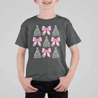 Coquette Bow Christmas T Shirt For Kid Girly Xmas Tree Teacher Pencil Bow - Wonder Print Shop