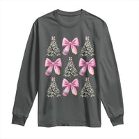 Coquette Bow Christmas Long Sleeve Shirt Girly Xmas Tree Teacher Pencil Bow - Wonder Print Shop