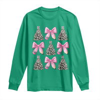 Coquette Bow Christmas Long Sleeve Shirt Girly Xmas Tree Teacher Pencil Bow - Wonder Print Shop
