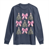 Coquette Bow Christmas Long Sleeve Shirt Girly Xmas Tree Teacher Pencil Bow - Wonder Print Shop
