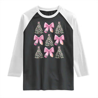 Coquette Bow Christmas Raglan Shirt Girly Xmas Tree Teacher Pencil Bow - Wonder Print Shop