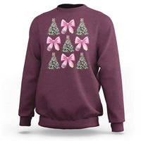 Coquette Bow Christmas Sweatshirt Girly Xmas Tree Teacher Pencil Bow - Wonder Print Shop