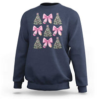 Coquette Bow Christmas Sweatshirt Girly Xmas Tree Teacher Pencil Bow - Wonder Print Shop