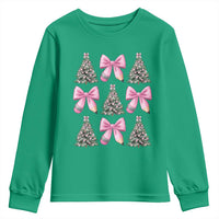 Coquette Bow Christmas Youth Sweatshirt Girly Xmas Tree Teacher Pencil Bow - Wonder Print Shop