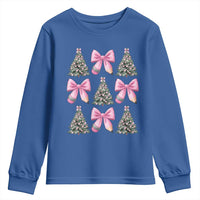 Coquette Bow Christmas Youth Sweatshirt Girly Xmas Tree Teacher Pencil Bow - Wonder Print Shop