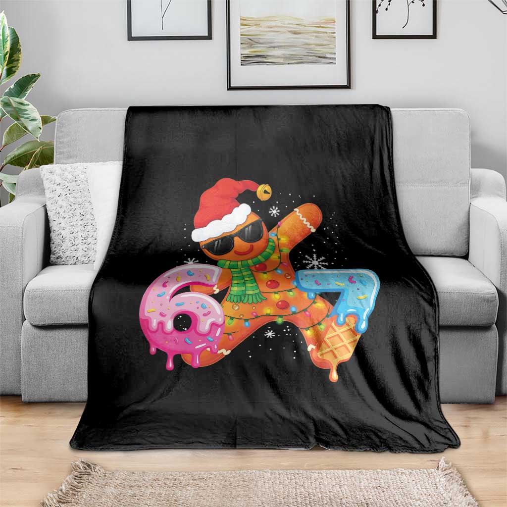 Funny 67 Meme Gingerbread Christmas Throw Blanket Six Seven Ice Cream Drip Boys - Wonder Print Shop