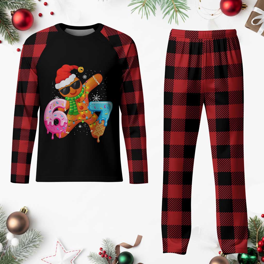 Funny 67 Meme Gingerbread Christmas Plaid Pajama Set Six Seven Ice Cream Drip Boys - Wonder Print Shop