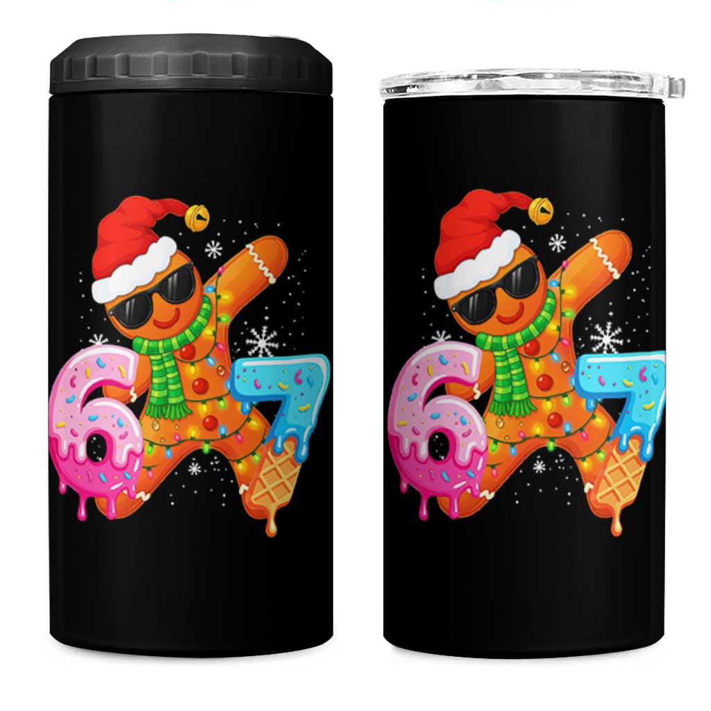 Funny 67 Meme Gingerbread Christmas 4 in 1 Can Cooler Tumbler Six Seven Ice Cream Drip Boys - Wonder Print Shop
