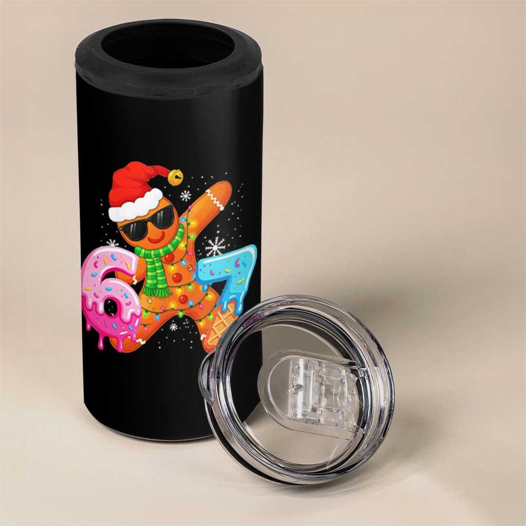 Funny 67 Meme Gingerbread Christmas 4 in 1 Can Cooler Tumbler Six Seven Ice Cream Drip Boys - Wonder Print Shop