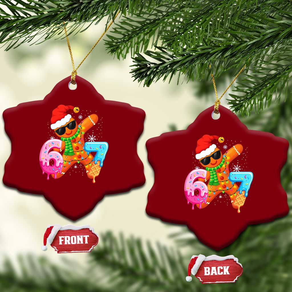 Funny 67 Meme Gingerbread Christmas Ceramic Ornament Six Seven Ice Cream Drip Boys - Wonder Print Shop
