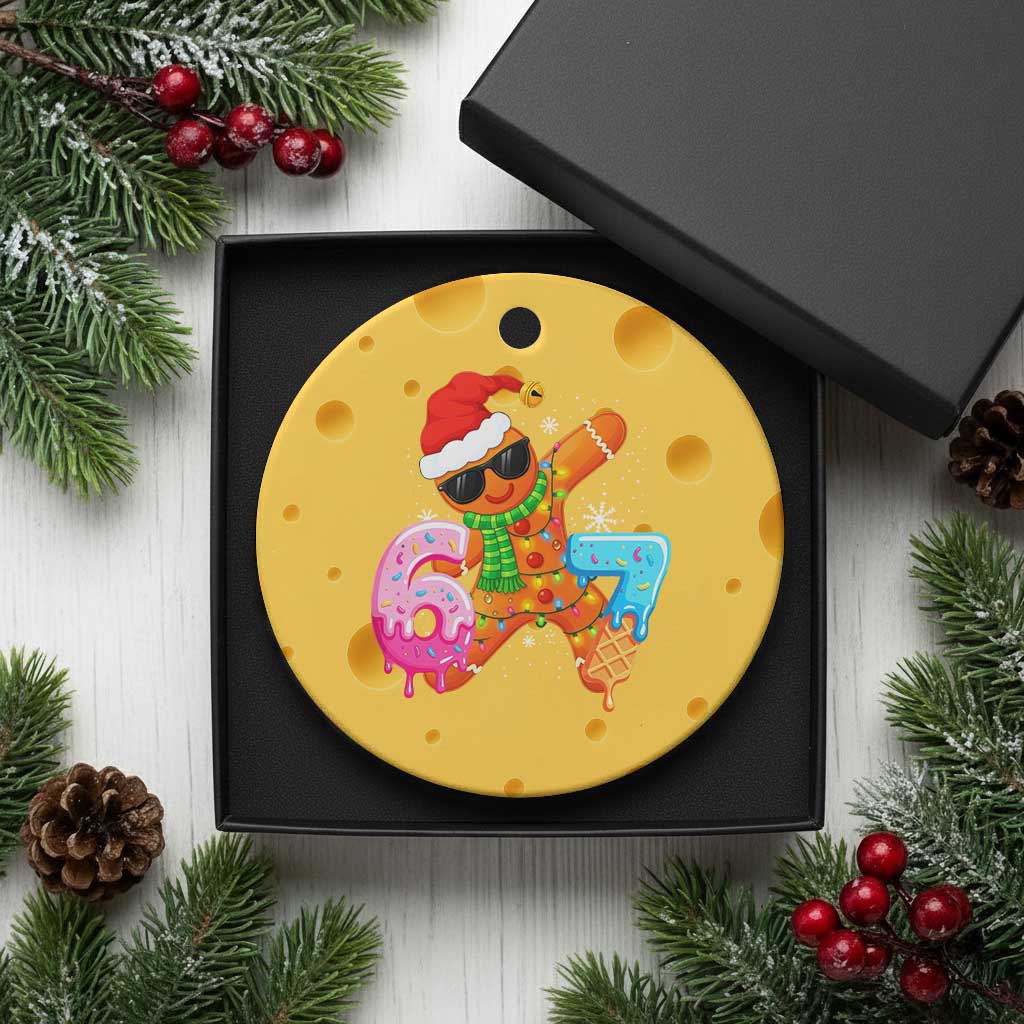 Funny 67 Meme Gingerbread Christmas Ceramic Ornament Six Seven Ice Cream Drip Boys - Wonder Print Shop
