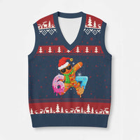 Funny 67 Meme Gingerbread Xmas V-Neck Knit Sweater Vest Six Seven Ice Cream Drip Boys - Wonder Print Shop