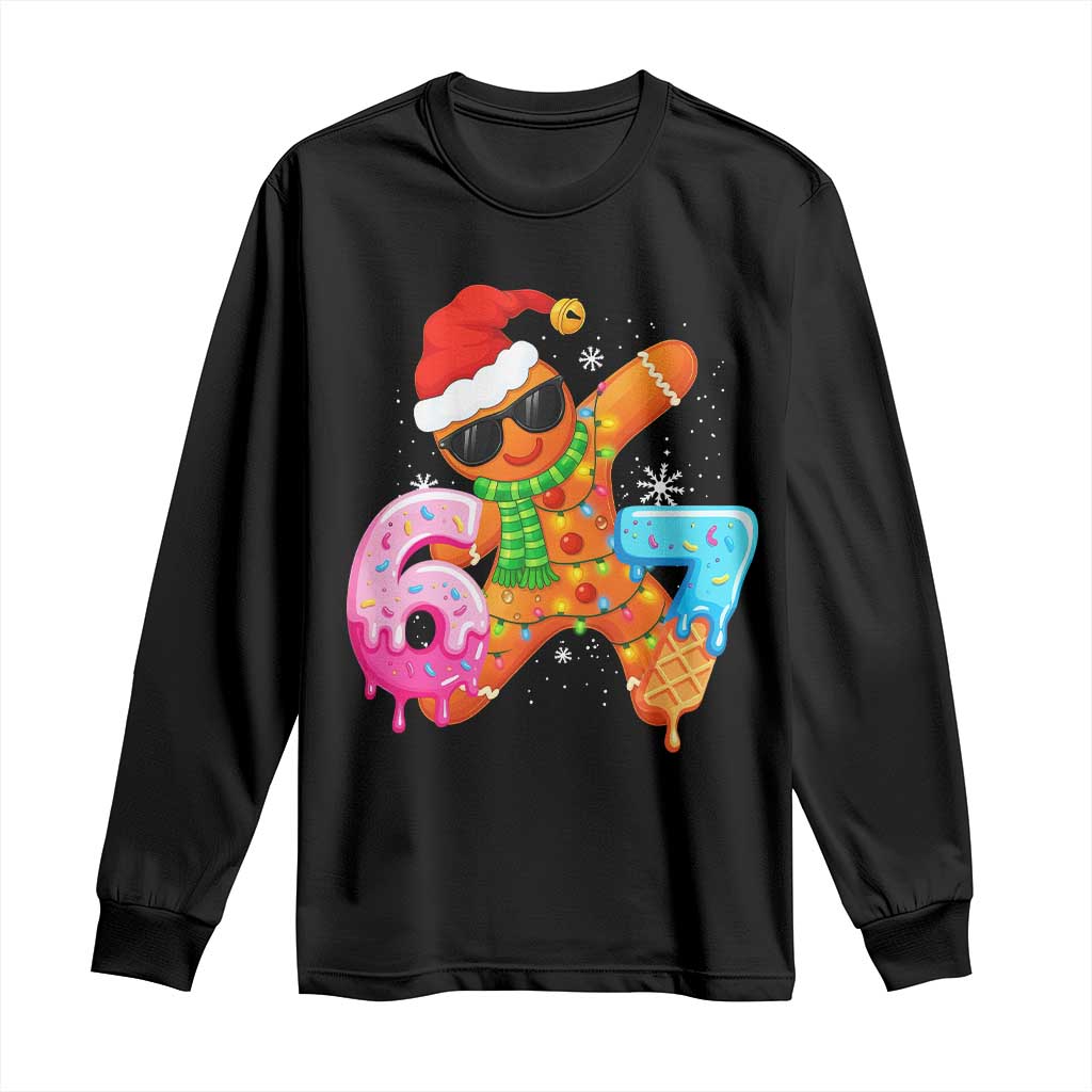 Funny 67 Meme Gingerbread Christmas Long Sleeve Shirt Six Seven Ice Cream Drip Boys - Wonder Print Shop