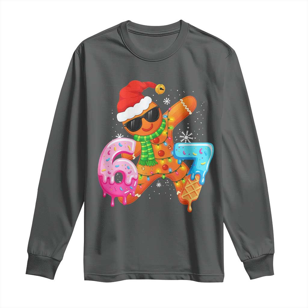 Funny 67 Meme Gingerbread Christmas Long Sleeve Shirt Six Seven Ice Cream Drip Boys - Wonder Print Shop