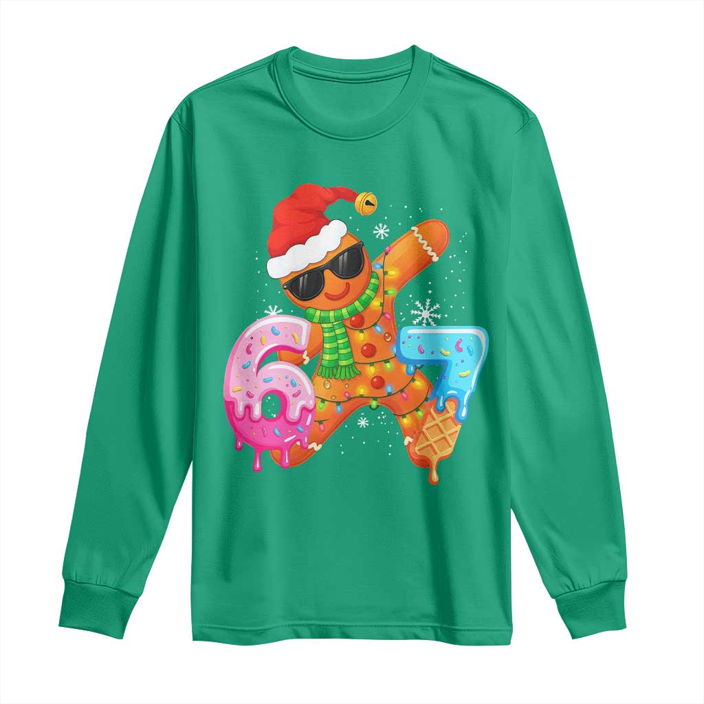 Funny 67 Meme Gingerbread Christmas Long Sleeve Shirt Six Seven Ice Cream Drip Boys - Wonder Print Shop