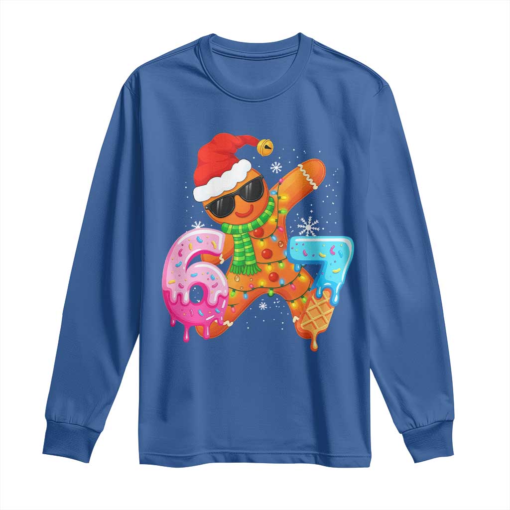 Funny 67 Meme Gingerbread Christmas Long Sleeve Shirt Six Seven Ice Cream Drip Boys - Wonder Print Shop