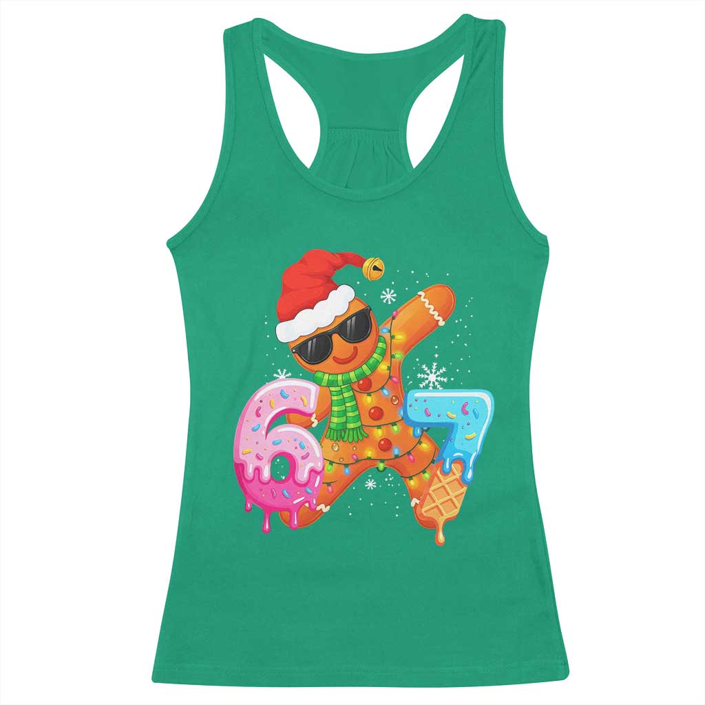 Funny 67 Meme Gingerbread Christmas Racerback Tank Top Six Seven Ice Cream Drip Boys - Wonder Print Shop