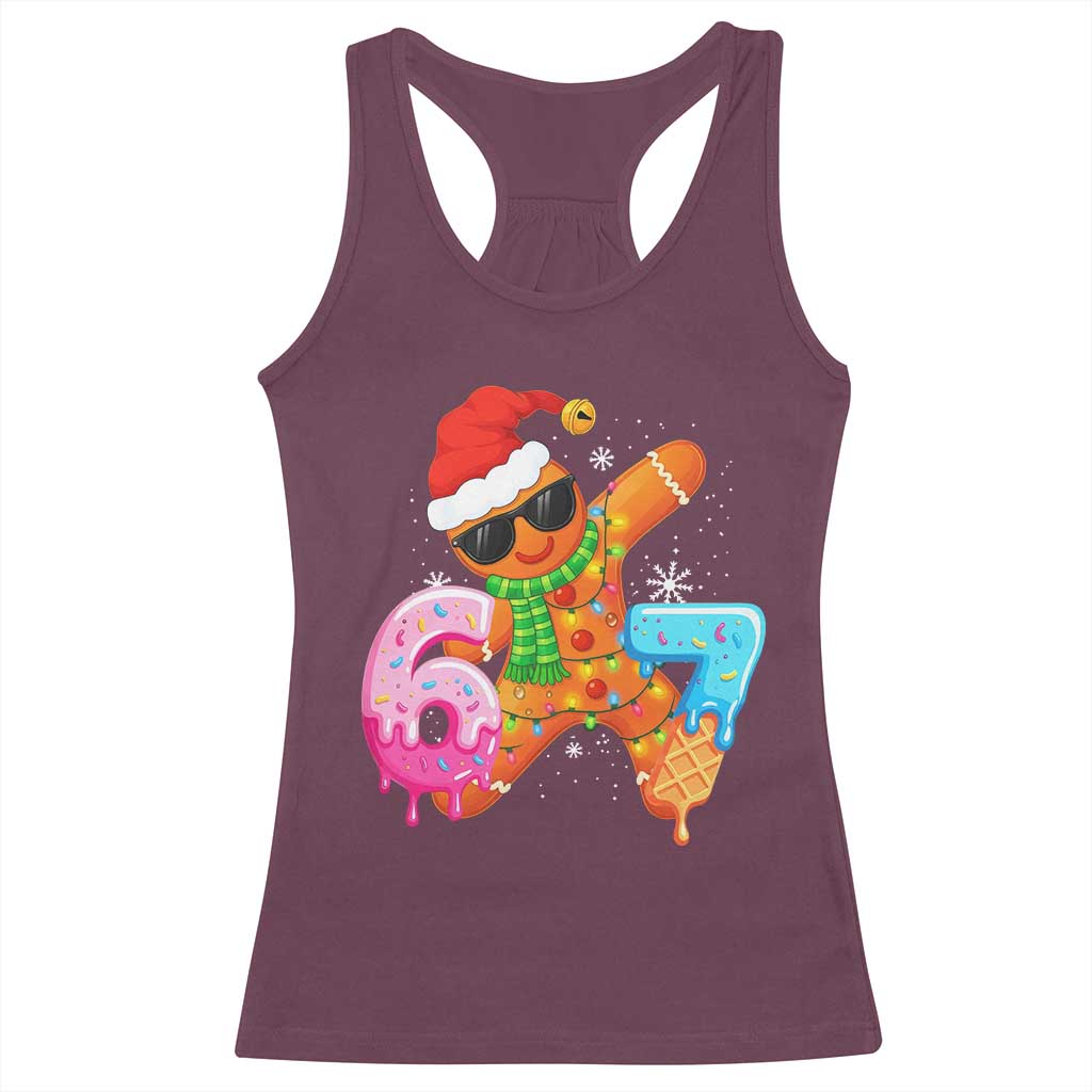Funny 67 Meme Gingerbread Christmas Racerback Tank Top Six Seven Ice Cream Drip Boys - Wonder Print Shop
