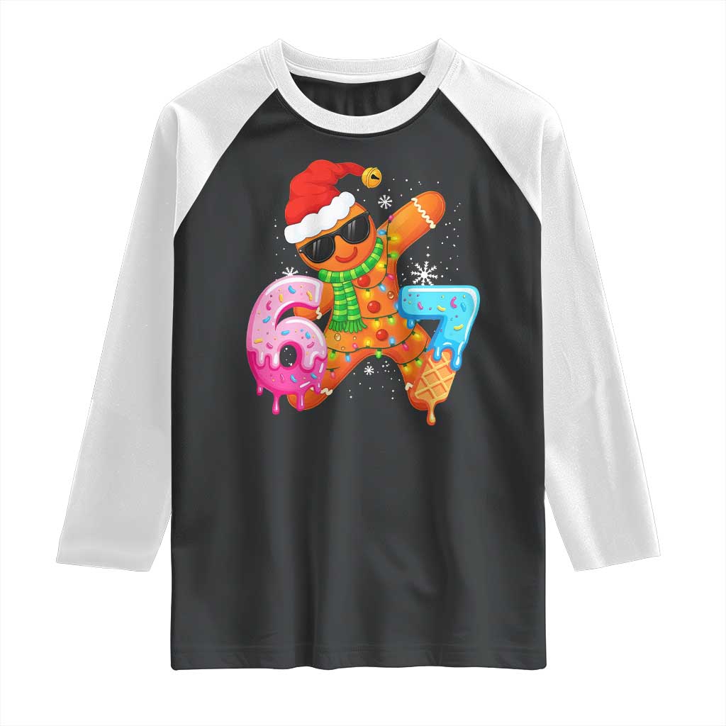 Funny 67 Meme Gingerbread Christmas Raglan Shirt Six Seven Ice Cream Drip Boys - Wonder Print Shop