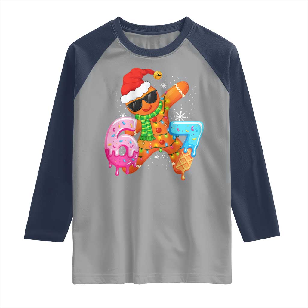 Funny 67 Meme Gingerbread Christmas Raglan Shirt Six Seven Ice Cream Drip Boys - Wonder Print Shop