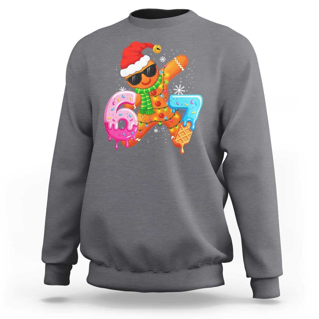 Funny 67 Meme Gingerbread Christmas Sweatshirt Six Seven Ice Cream Drip Boys - Wonder Print Shop