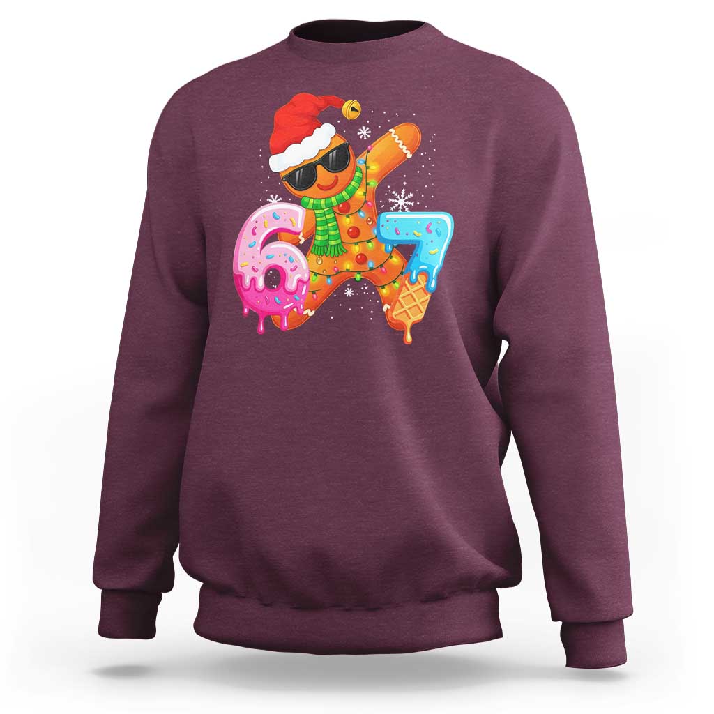Funny 67 Meme Gingerbread Christmas Sweatshirt Six Seven Ice Cream Drip Boys - Wonder Print Shop